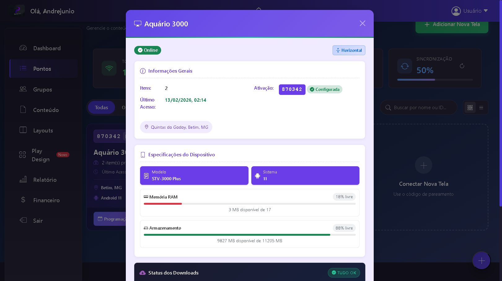 Análise completa de telas